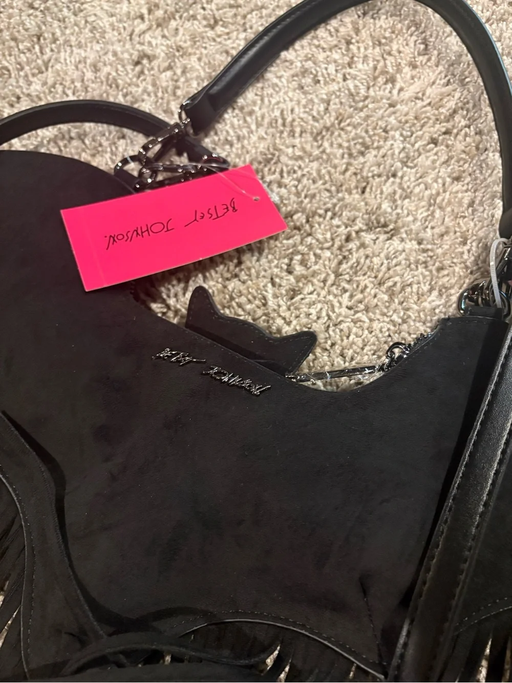 NWT Betsey Johnson Halloween Bat fringe bag  Crossbody Bag Ju XOBAT Black